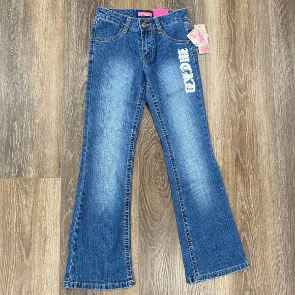 Wicked Girls Flared Denim bling Jeans With "Rocked" Design Size 8 NWT - Picture 1 of 7